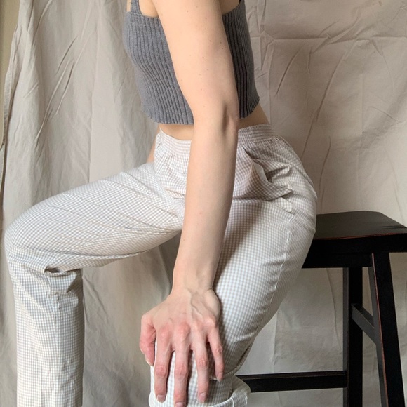 Beige/White Gingham Slacks - Picture 4 of 6